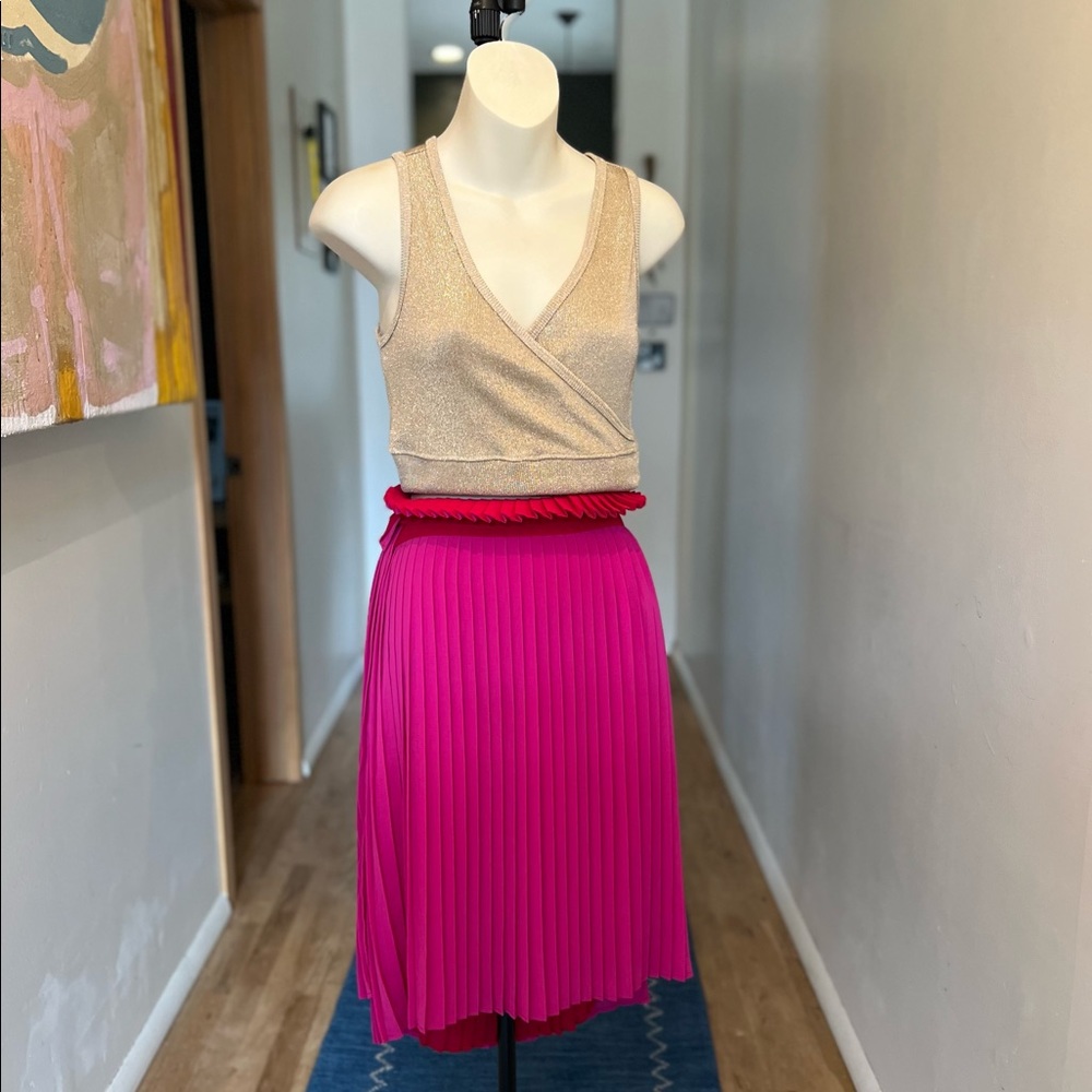 PINK PLEATED WRAP SKIRT
